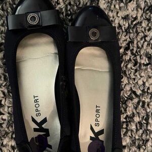 Anne Klein Black Flats with Bow Accent